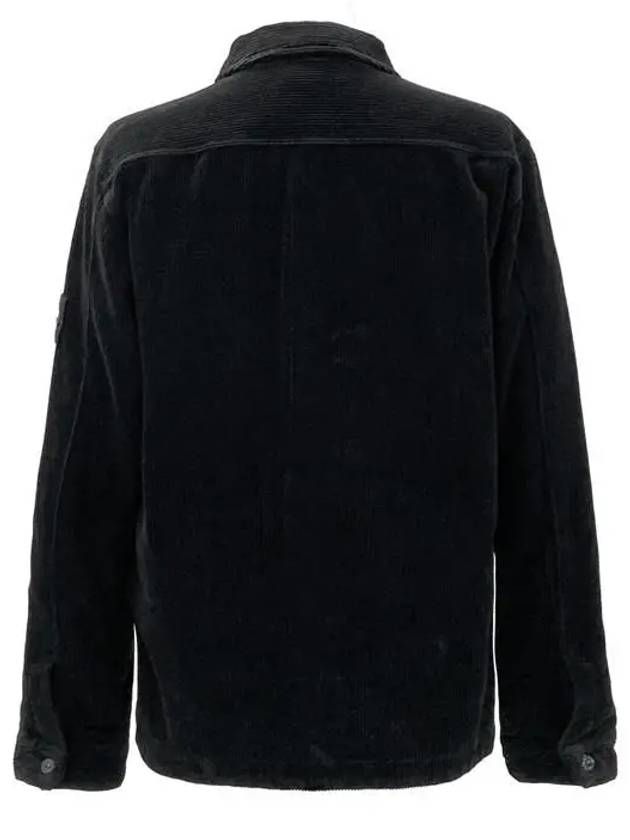 Organic Cotton Corduroy Zip-Up Jacket Black - STONE ISLAND - BALAAN 3