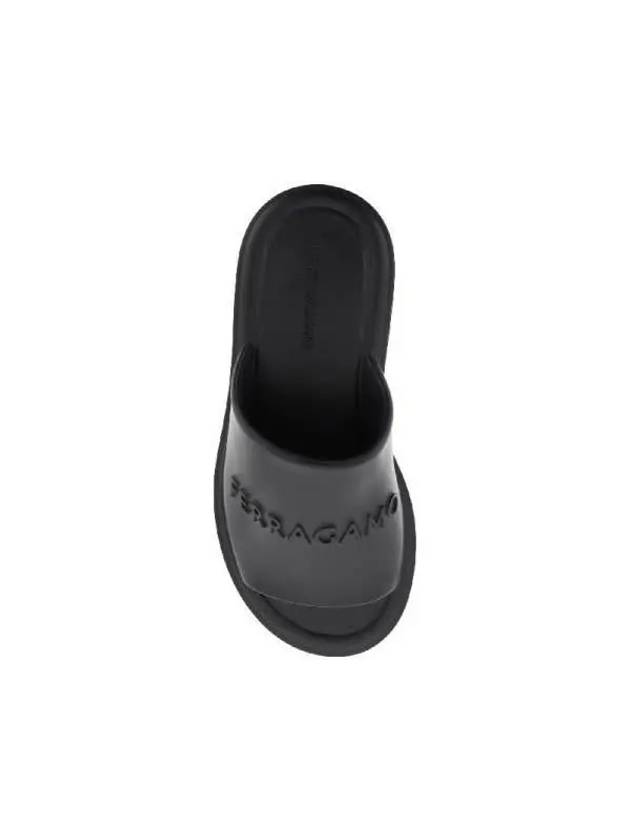 3D Logo Flat Slippers Black - SALVATORE FERRAGAMO - BALAAN 4