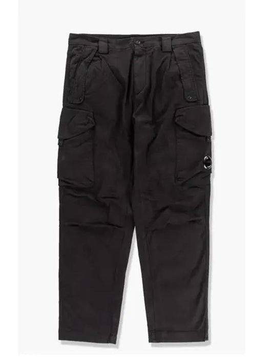 Men's Garment Dying Lens Cargo Straight Pants Black - CP COMPANY - BALAAN.