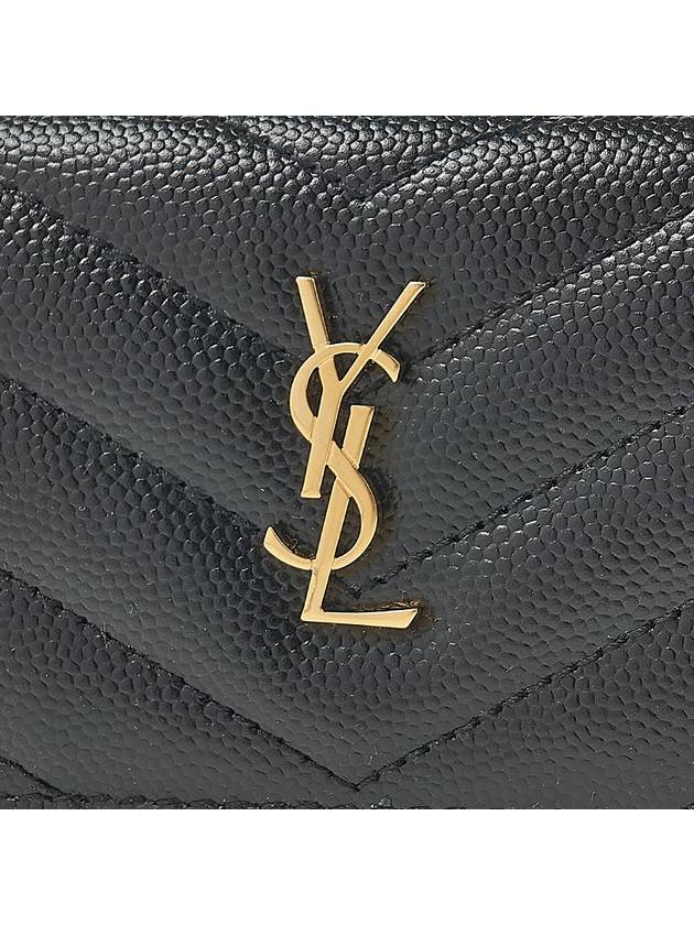 Monogram Quilted Mini Half Wallet Black - SAINT LAURENT - BALAAN 7