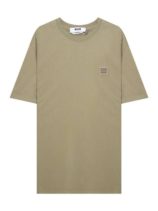 Logo Label Short Sleeve T-Shirt Khaki - MSGM - BALAAN 1