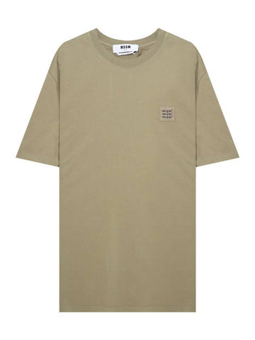 Logo Label Short Sleeve T-Shirt Khaki - MSGM - BALAAN 1