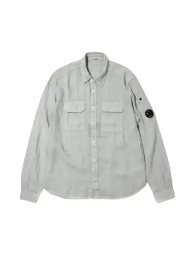 Resin Linen Lens Button Twin Pocket Long Sleeve Shirt Grey - CP COMPANY - BALAAN 2