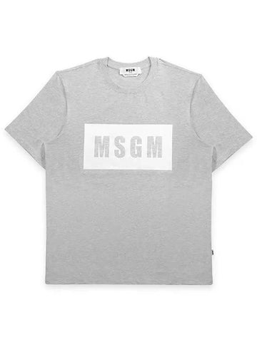 Box Logo Short Sleeve T-Shirt Grey - MSGM - BALAAN 1