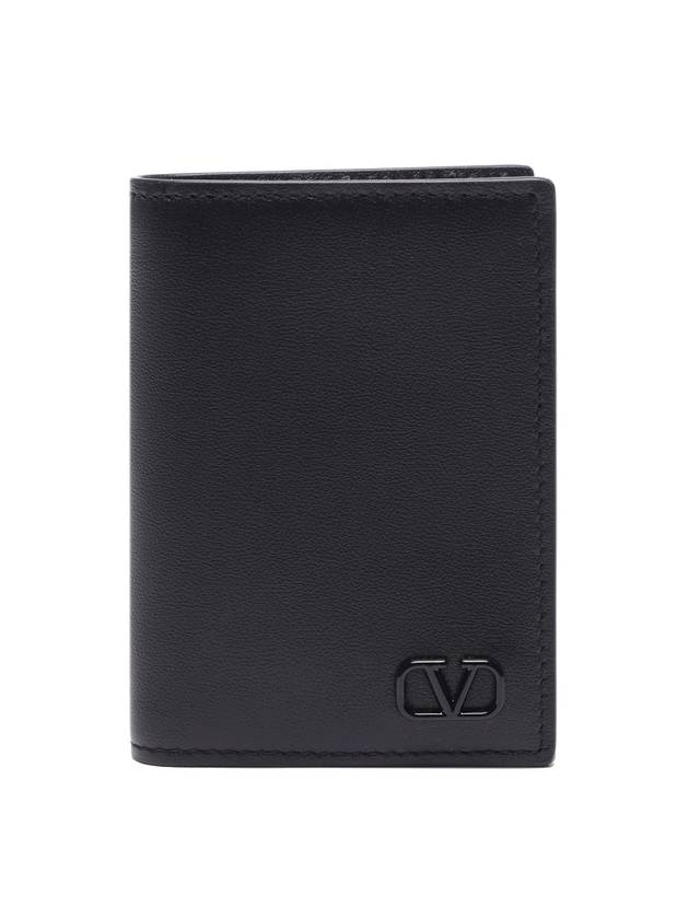 V Logo Bifold Wallet Black - VALENTINO - BALAAN 1