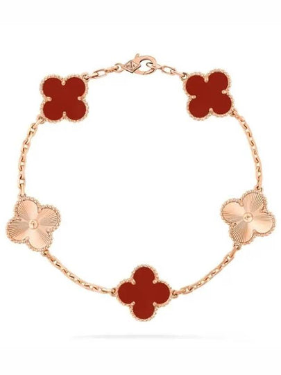 Vintage Alhambra 5 Motif Bracelet Rose Gold Red - VANCLEEFARPELS - BALAAN 2