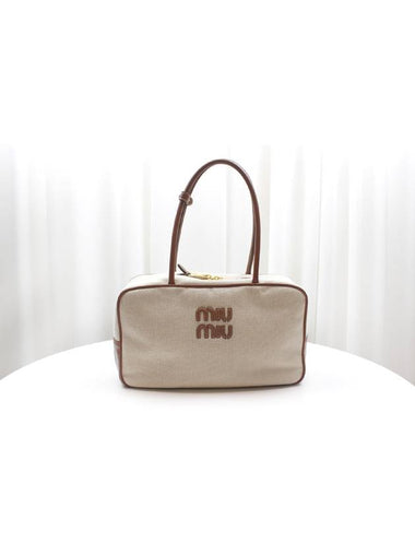 Canvas Beige Brandy Top Handle Bag 5BB163 - MIU MIU - BALAAN 1