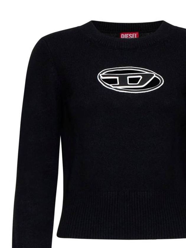 M-Areesa Jumper Embroidered Cut-Out Logo Knit Top Black - DIESEL - BALAAN 6