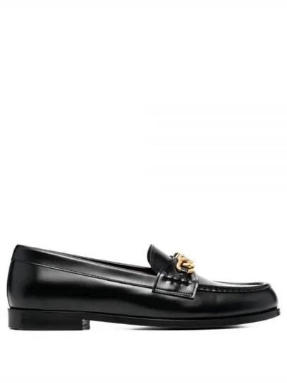 V Logo Plaque Penny Loafers Black - VALENTINO - BALAAN 2