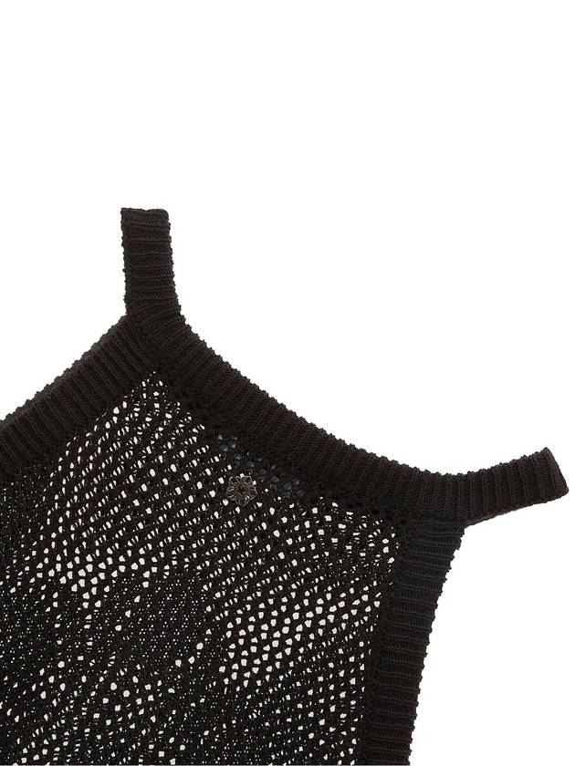 Runway Mugung Crochet Knit Halter Sleeveless Black - ULKIN - BALAAN 5