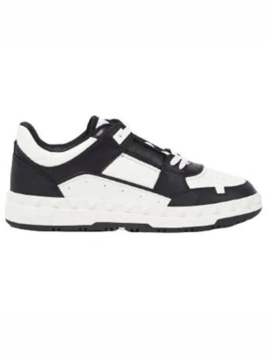 Free Dot Color Block Leather Sneakers Black White 4Y2S0H43RDG0NI - VALENTINO - BALAAN 1