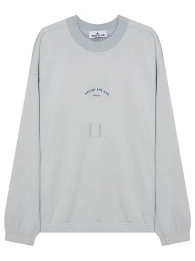 Marina Cotton Nylon Terry Fleece Crewneck Sweatshirt Sky Blue - STONE ISLAND - BALAAN 2