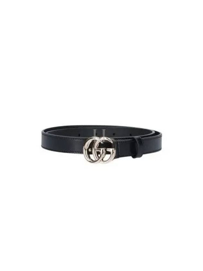 GG Marmont Thin Leather Belt Black - GUCCI - BALAAN 2