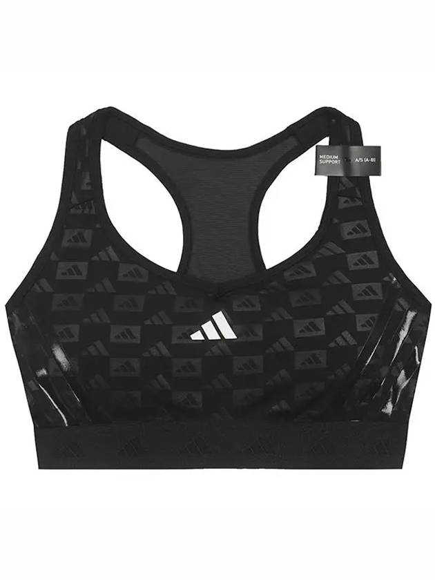 Powerreact Training Medium Support Hyperglam Embossed Bra Black - ADIDAS - BALAAN 2