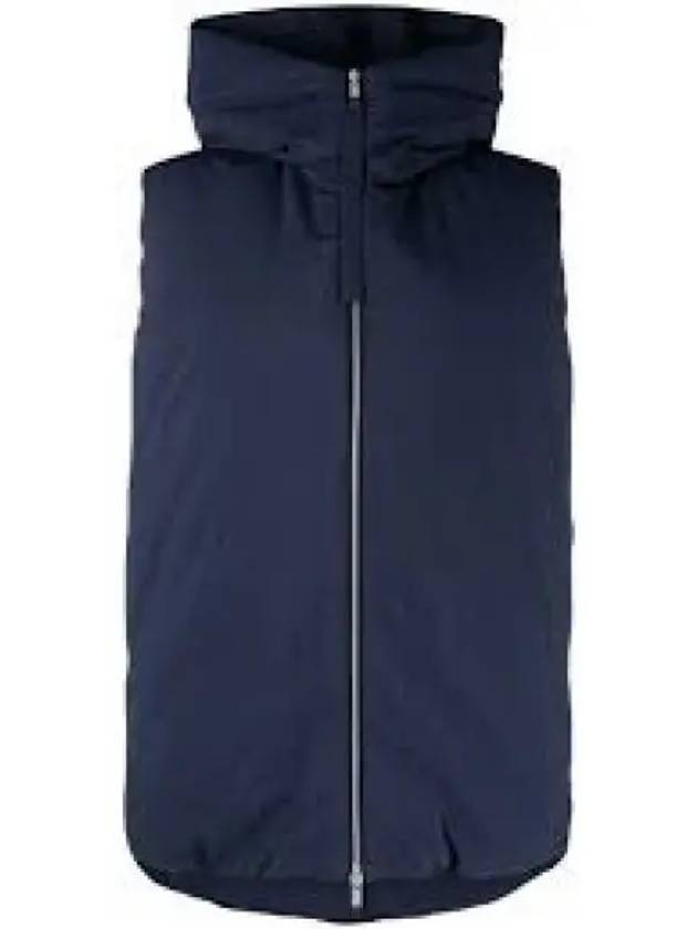 Zipper Hooded Oversized Down Vest Navy - JIL SANDER - BALAAN 2