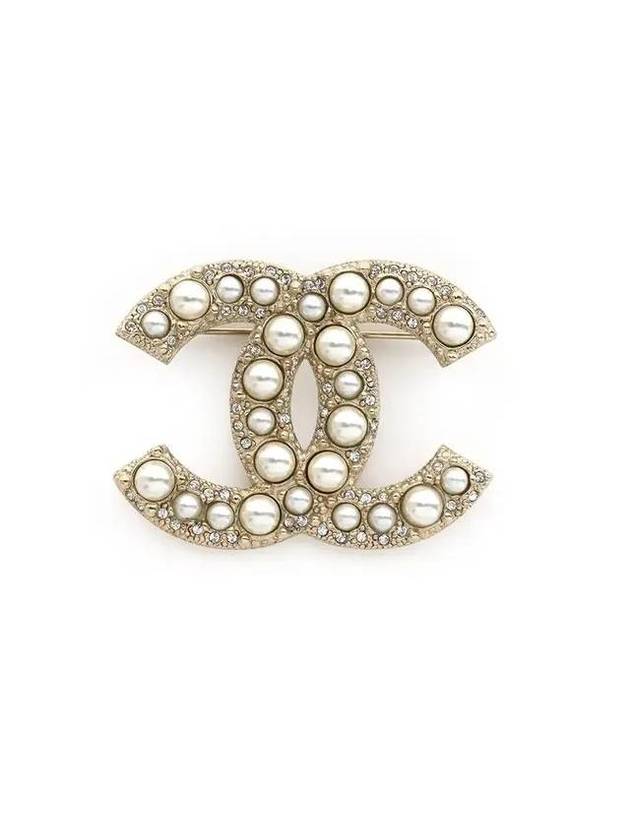 CC Logo Pearl Crystal Brooch Gold - CHANEL - BALAAN 1