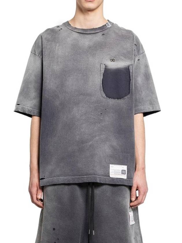 Sun Faded Like Distressed Short Sleeve T-Shirt Black - MAISON MIHARA YASUHIRO - BALAAN 2