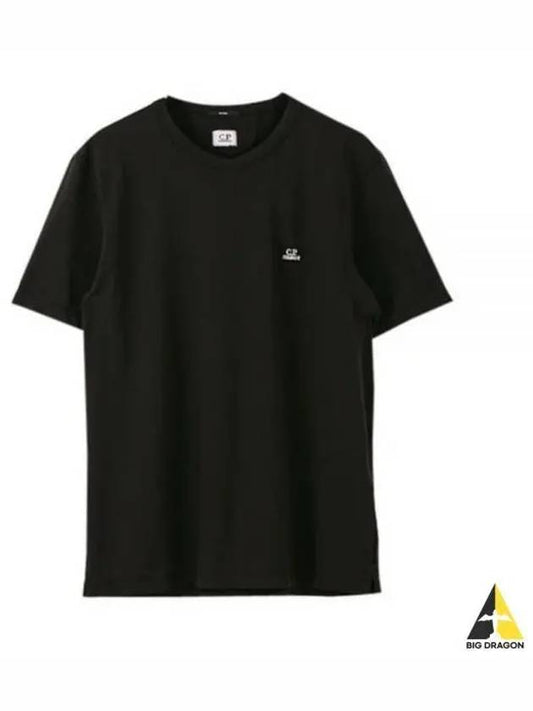 Tacting Pique Logo Crew Neck Short Sleeve T-Shirt Black - CP COMPANY - BALAAN 2