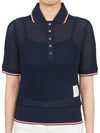 RWB Striped Short Sleeve Polo Shirt Navy - THOM BROWNE - BALAAN 4