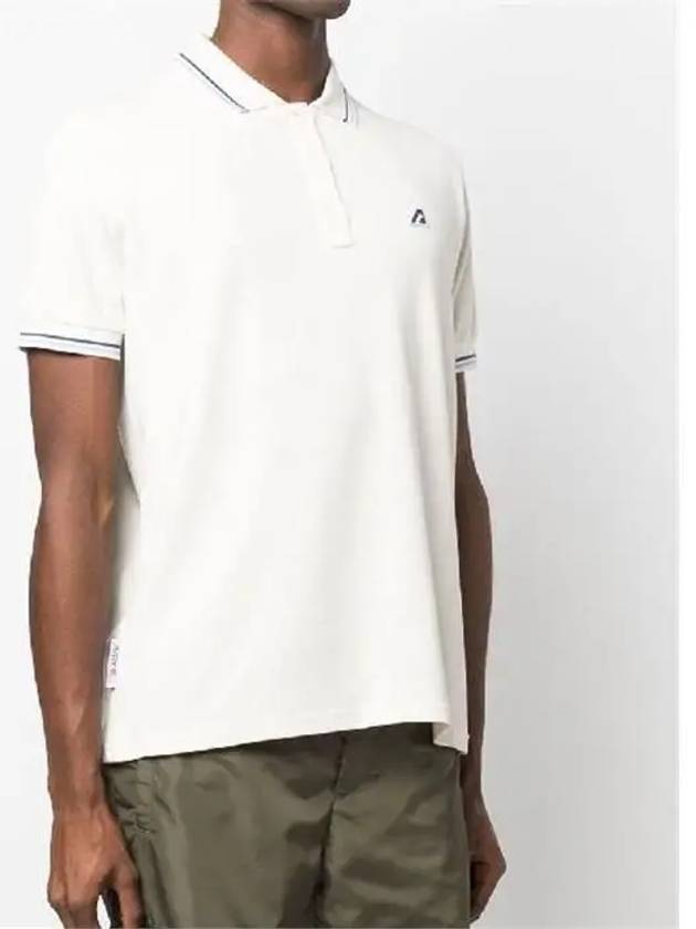 Men's Embroidered Logo Classic Short Sleeve Polo Shirt White - AUTRY - BALAAN.