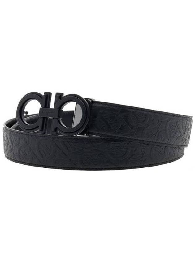 Men's Gancini Reversible Leather Belt Black - SALVATORE FERRAGAMO - BALAAN 3