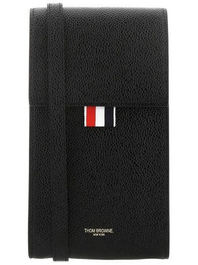 Three Stripes Strap Leather Phone Case Black - THOM BROWNE - BALAAN 2