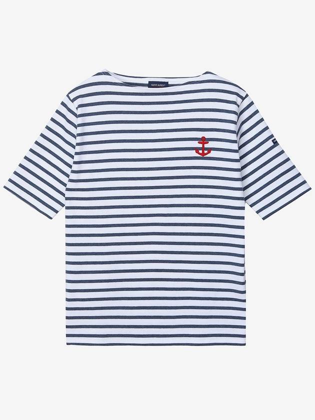 Gildo Logo Patch Boat Neck Striped Short Sleeve T-Shirt Neige Indigo - SAINT JAMES - BALAAN 2