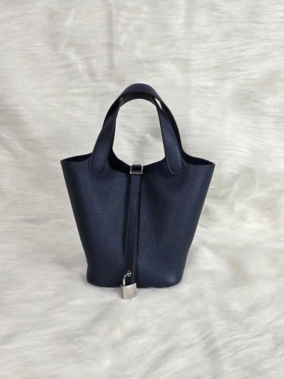 Picotin Lock 18 Tote Bag Navy - HERMES - BALAAN 2