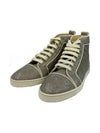 Gold Glitter High Top Sneakers Grey - CHRISTIAN LOUBOUTIN - BALAAN 4