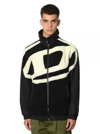 S Ovady Logo Teddy Fleece Track Jacket Black - DIESEL - BALAAN 2