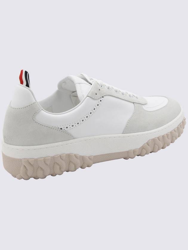 Letterman Panel Lace-Up Low-Top Sneakers White - THOM BROWNE - BALAAN 5