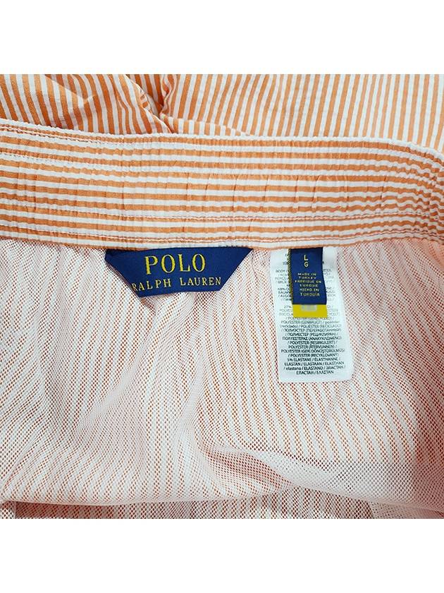 Logo Patch Striped Swim Shorts Orange - POLO RALPH LAUREN - BALAAN 8