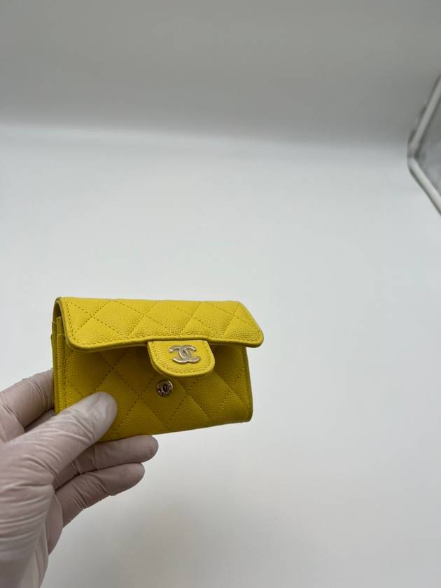 Classic Gold Hardware Grained Calfskin Card Wallet Yellow - CHANEL - BALAAN 6