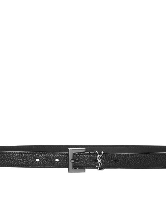 Men's Monogram Grain Belt Black - SAINT LAURENT - BALAAN 4