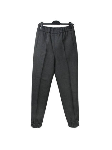 Women's Wool JoGGer Overfit Track Pants Grey - GANNI - BALAAN 1