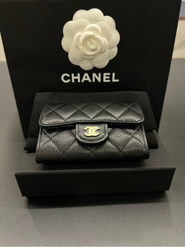 Classic Grained Calfskin Card Wallet Black - CHANEL - BALAAN 6