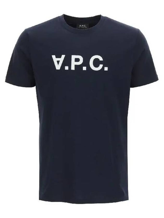 VPC Logo Organic Cotton Short Sleeve T-Shirt Navy - A.P.C. - BALAAN