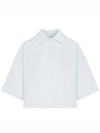 Cropped Cotton Piquet Polo Shirt Blue - BOTTEGA VENETA - BALAAN 2