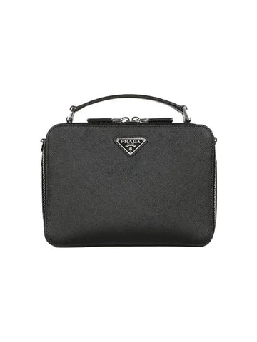 Medium Brique Saffiano Leather Cross Bag Black - PRADA - BALAAN 1