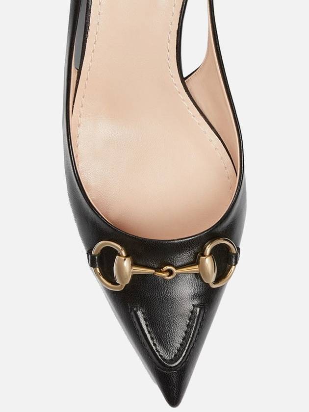 Horsebit slingback pump black leather - GUCCI - BALAAN 5