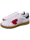 Boxer Leather Lace up Low Top Sneakers White Red - DSQUARED2 - BALAAN 3