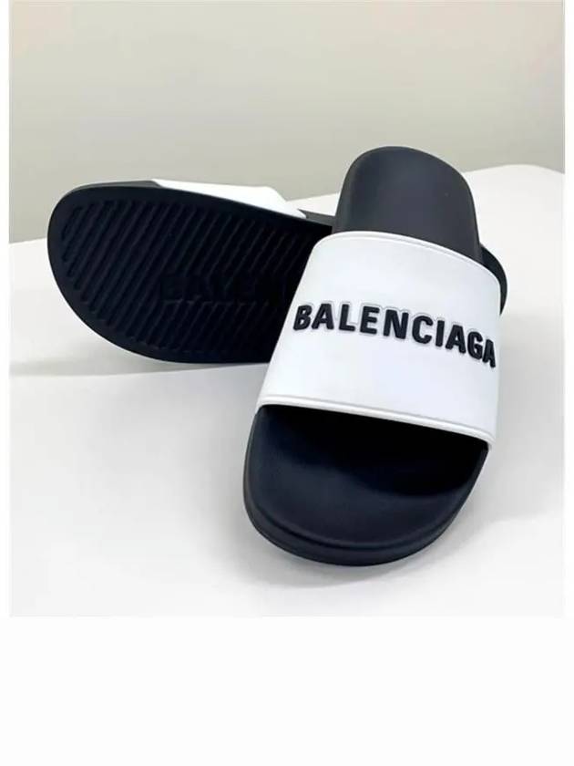 Logo Pool Slippers White - BALENCIAGA - BALAAN 7