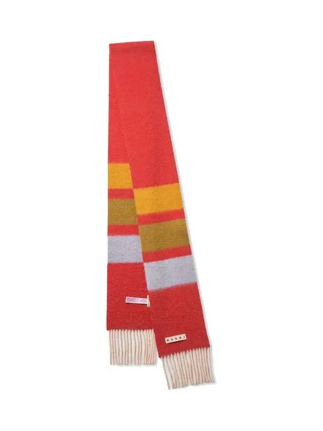 Striped Alpaca Embroidered Logo Muffler Red - MARNI - BALAAN 2