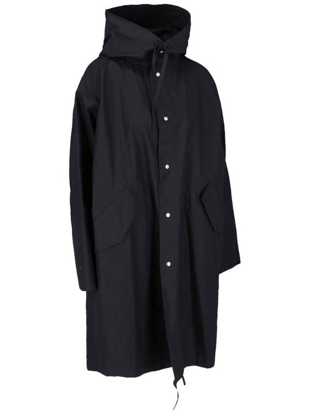 Back Logo Print Hooded Parka Black - JIL SANDER - BALAAN 4