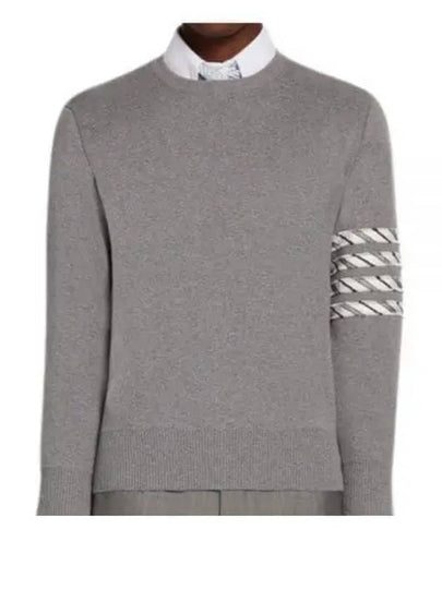 Diagonal Silk Stripe Crew Neck Knit Top Grey - THOM BROWNE - BALAAN 2