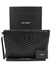 440222 Black Matelasse Monogram Document Holder Strap Clutch - SAINT LAURENT - BALAAN 2