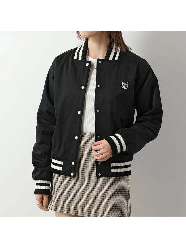 Satin Cotton Bomber Jacket Black - MAISON KITSUNE - BALAAN 3