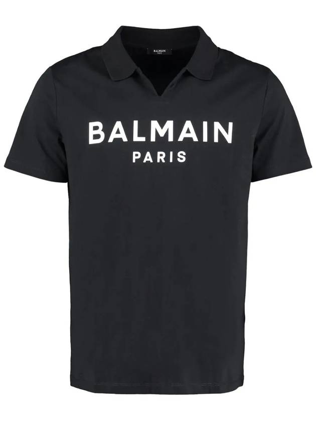 Men's Logo Short Sleeve Polo Shirt Black - BALMAIN - BALAAN 4