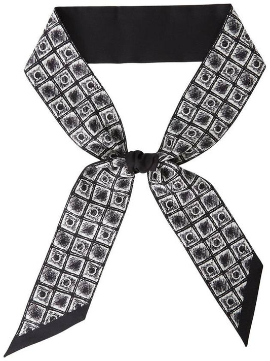 Graffiti Print Silk Bandeau Scarf Black Ivory - SALVATORE FERRAGAMO - BALAAN 2