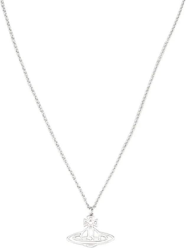 Women's Thin Line Short Flat ORB Pendant Necklace Silver - VIVIENNE WESTWOOD - BALAAN 3